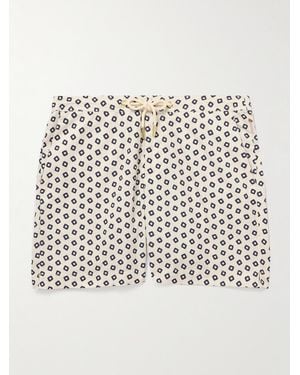 Orlebar Brown Bulldog gerade geschnittene mittellange Badeshorts aus recyceltem Shell mit Print - Weiß