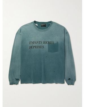 Enfants Riches Deprimes Logo-Print Distressed Cotton-Jersey T-Shirt - Green