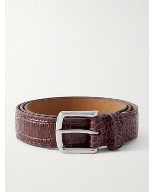 George Cleverley 3Cm Croc-Effect Leather Belt - Brown