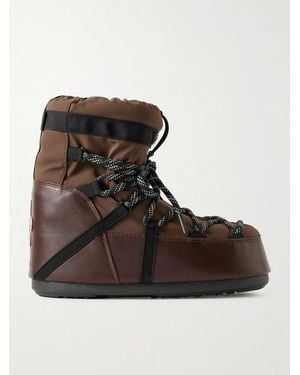 Moncler Moon Boot Icon Low Gaiter Padded Shell And Leather Snow Boots - Brown