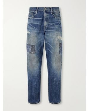 Neighborhood Savage Straight-Leg Distressed Embroidered Jeans - Blue