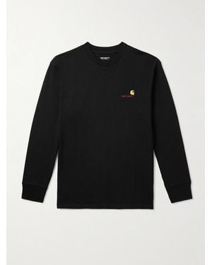 Carhartt American Script Logo-Embroidered Cotton-Jersey T-Shirt - Black