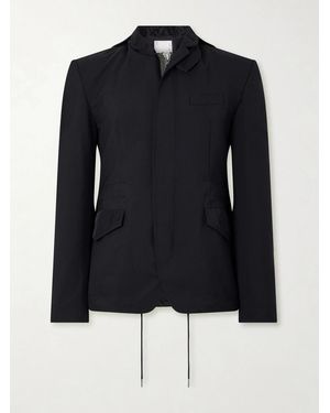Sacai Grain De Poudre And Shell Hooded Blazer - Blue