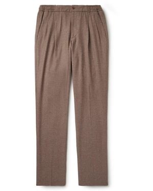Rubinacci Leisure Straight-Leg Pleated Wool-Flannel Pants - Brown