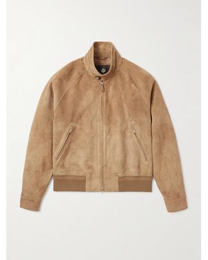 Loro Piana Novak Suede Bomber Jacket - Natural