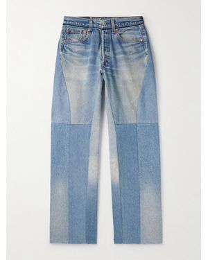 READYMADE Wide-Leg Distressed Patchwork Jeans - Blue