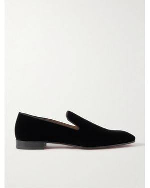 Christian Louboutin Dandelion Grosgrain-Trimmed Velvet Loafers - Black