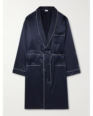 Zimmerli of Switzerland Belted Silk-satin Robe - Blue