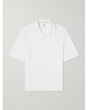 Brunello Cucinelli Camp-collar Textured-cotton Shirt - White