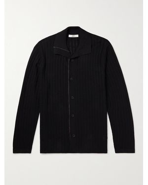 MR P. Pointelle-knit Cotton And Lyocell-blend Shirt - Black