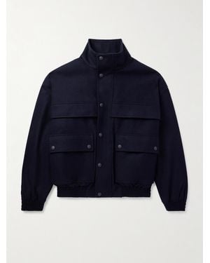 Loro Piana Tristar Wool And Cashmere-Blend Flannel Bomber Jacket - Blue