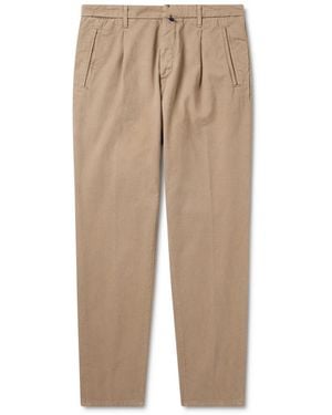 Incotex Division Straight-Leg Pleated Cotton And Cashmere-Blend Twill Pants - Natural