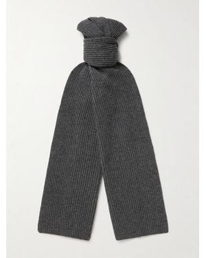 Johnstons of Elgin Ribbed Cashmere Scarf - Grey