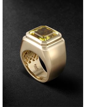42 Suns 14-Karat Sapphire Signet Ring - Nero