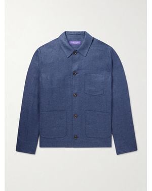 Ralph Lauren Burnham Herringbone Linen And Silk-Blend Overshirt - Blue