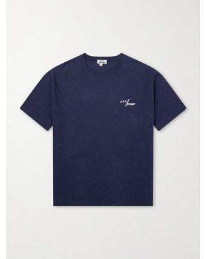 A.P.C. Fragment Logo-Print Cotton-Jersey T-Shirt - Blue