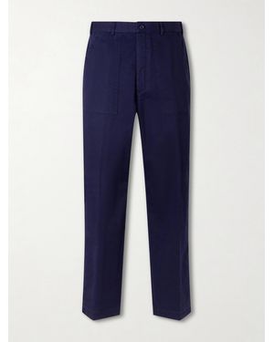 Ralph Lauren Straight-leg Cotton-blend Twill Trousers - Blue