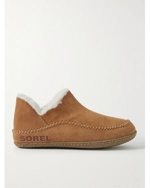 Sorel Manawan Ii Faux Shearling-Lined Suede Slippers - Brown