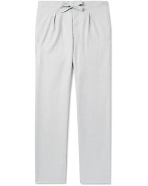 STÒFFA Straight-Leg Pleated Wool-Flannel Pants - Gray