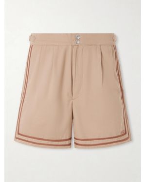 Bode Straight-leg Pleated Cotton-twill Shorts - Natural