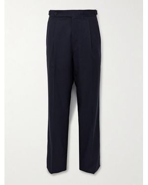 STÒFFA Straight-Leg Pleated Wool Trousers - Blue