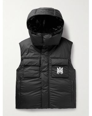 Amiri Logo-Print Shell Hooded Down Gilet - Black