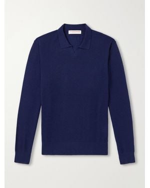 Orlebar Brown Bresson Cashmere Polo Shirt - Blue