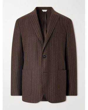 Boglioli Pinstriped Virgin Wool-Flannel Suit Jacket - Brown