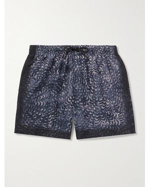 Dries Van Noten Shorts Da Mare Medi A Gamba Dritta Stampati - Blu