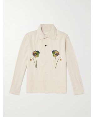 Kardo Martin Embroidered Cotton-twill Shirt - Natural