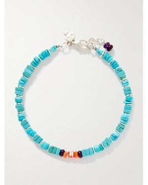 Peyote Bird Wavebreaker Sterling Multi-Stone Beaded Bracelet - Blue