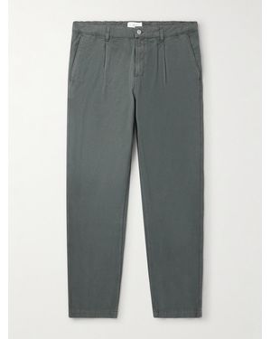 MR P. Daniel Tapered Pleated Organic Cotton-Canvas Trousers - Grey