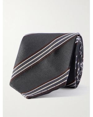 Lardini 5.5Cm Striped Silk-Gabardine Tie - Grey