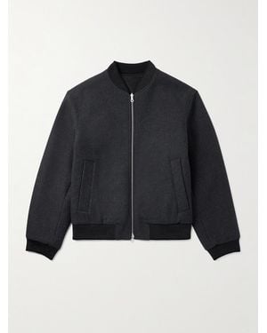 Dries Van Noten Reversible Brushed-Twill And Printed Matte-Satin Bomber Jacket - Blue