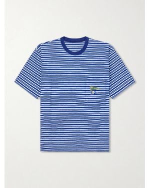 Kapital Logo-appliquéd Striped Cotton-jersey T-shirt - Blue