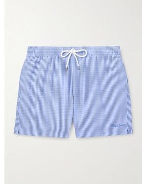 Ralph Lauren Amalfi Straight-Leg Mid-Length Striped Seersucker Swim Shorts - Blue