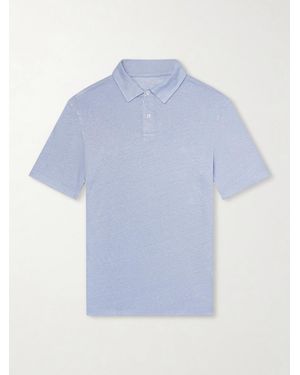 Hartford Knitted Linen Polo Shirt - Blue