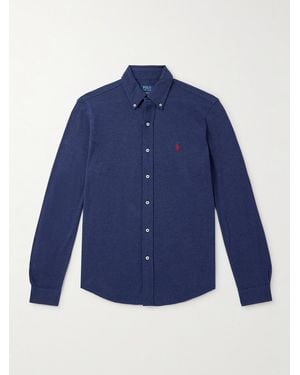 Polo Ralph Lauren Logo-Embroidered Cotton-Piqué Shirt - Blue