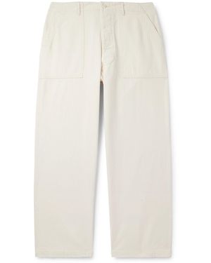 Orslow Straight-Leg Herringbone Cotton Pants - White