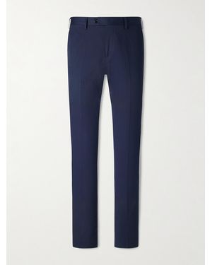 Lardini Tapered Cotton-Blend Twill Trousers - Blue