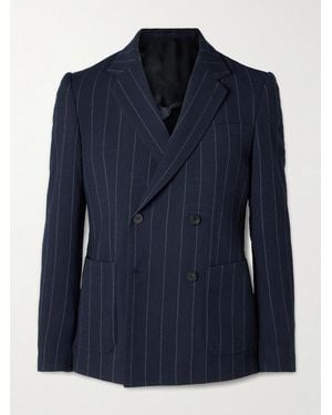 MR P. Slim-Fit Pinstriped Wool-Blend Seersucker Suit Jacket - Blue