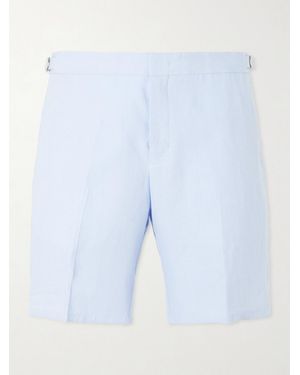 Orlebar Brown Norwich Straight-Leg Linen Shorts - Blue