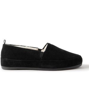 Mulo Shearling-Lined Suede Loafers - Black