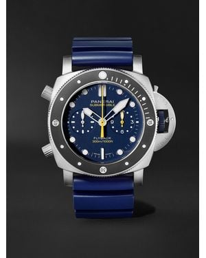 Panerai Submersible Mike Horn Limited Edition Automatic Flyback Chronograph 47mm Titanium and Rubber Watch - Blau