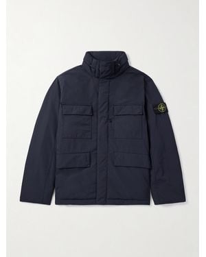Stone Island Logo-Appliquéd Padded Micro Twill Hooded Field Jacket - Blue