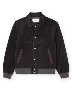 MR P. Suede-trimmed Cotton-corduroy Varsity Jacket - Black