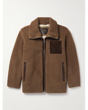 Loro Piana Tavan Suede-Trimmed Cashmere And Silk-Blend Fleece Jacket - Brown