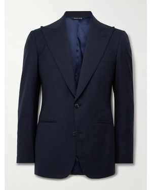 Saman Amel Slim-Fit Wool, Linen And Silk-Blend Suit Jacket - Blue