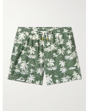 Hartford Mid-Length Printed Recycled Swim Shorts - Green