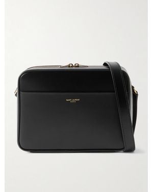 Saint Laurent Logo-print Leather Messenger Bag - Black